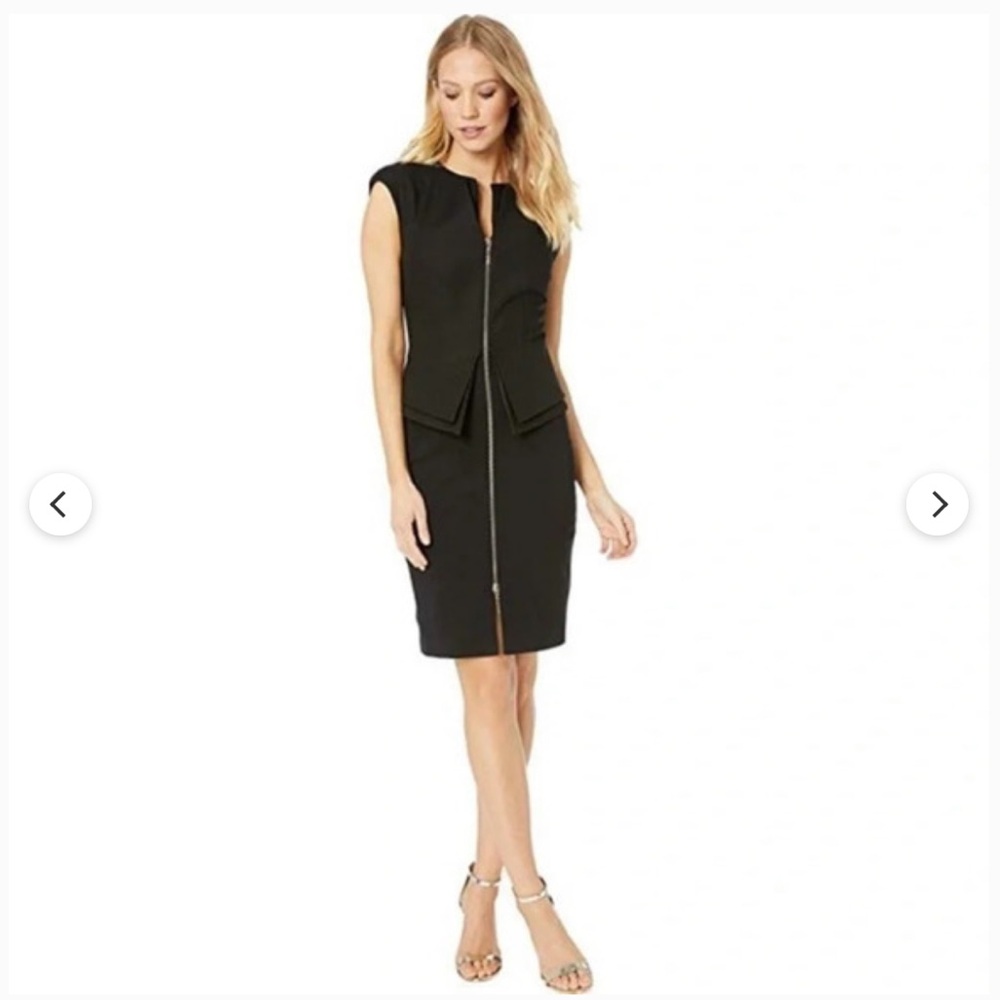NWT Ted Baker Women's Structured Zip Peplum Dress Black